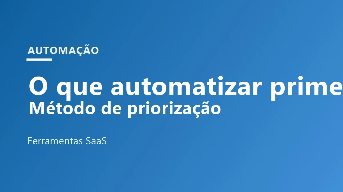 O Que Automatizar Primeiro: Método de Priorização com Exemplos